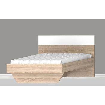 Drill-120 ágykeret, fenyő bordával, sonoma / fényes fehér, 120x200 cm