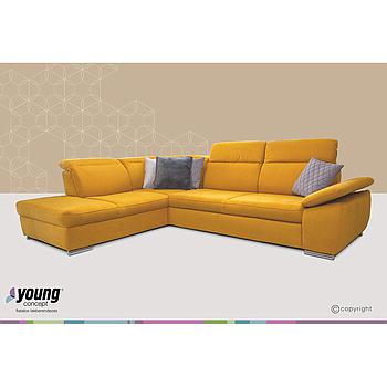 Florida kárpitos sarokgarnitúra, Longlife-Andante sárga tisztítható szövet, 289x229 cm (mintadarab