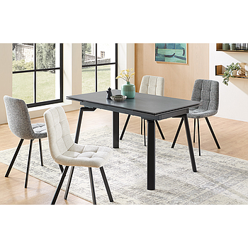 Bergen asztal, kerámialapos, antracit /fekete 140-200x76x80 cm