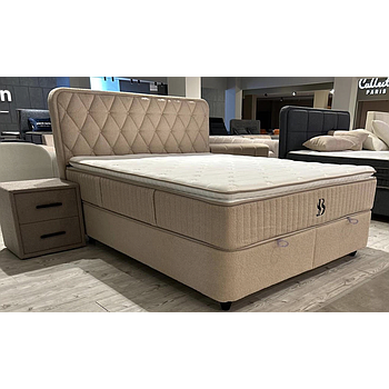 Penelope boxspring ágyszett (ágyneműtartós ágy matraccal),mogyoró, 160*200cm