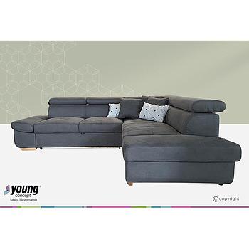 Mondello sarokgarnitúra,jobbos,soft üléssel Romario szürke, 265x230 cm