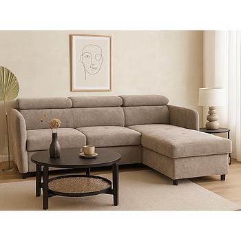 Welle sarokgarnitúra, jobbos, Neve szürke szövet, 218x170cm"AK"