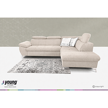 Alina sarokgarnitúra vendégággyal, ágyneműtartóval, Chicago natural (1S), 256x83x209 cm