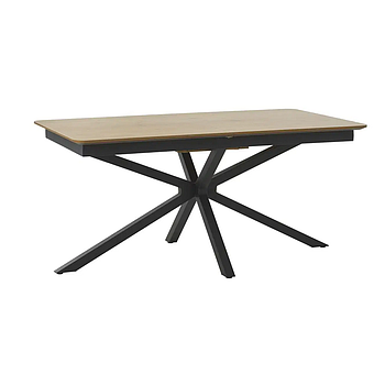 Cesna asztal, tölgy melamin lap, fekete fém láb, 90x160-200cm"k"