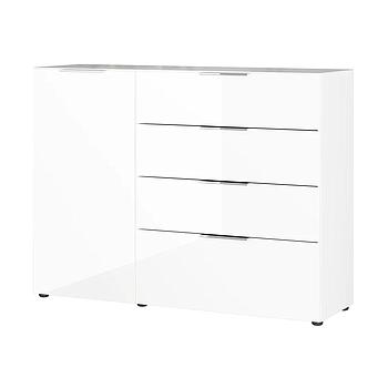 Oakland kombikomód, üveg front, fehér,134x102x42 cm (minta)"ks"