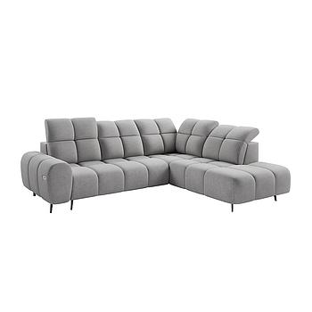 Serrano motoros relax ülőgarnitúra, jobbos, szürke szövet 275x225cm (minta)