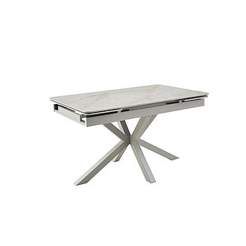 Alicante asztal,matt beige szinterezett kő,camel láb 130-190x80x76cm
